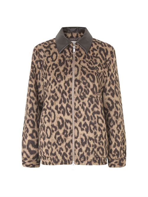 Beline Jakke Wool Camel Leopard