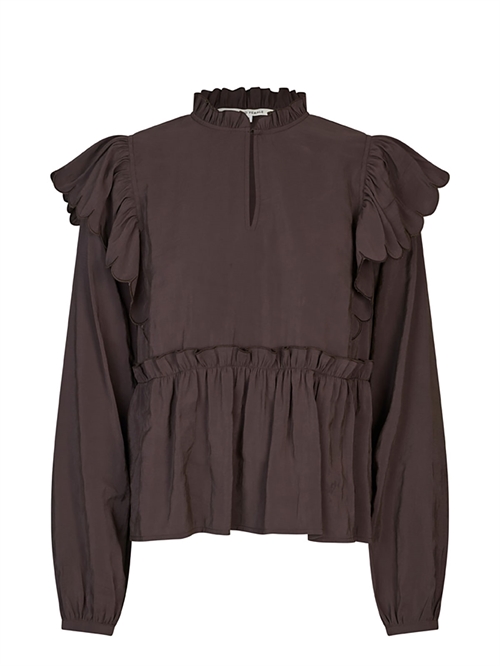Terra Frill Bluse Chocolate Plum