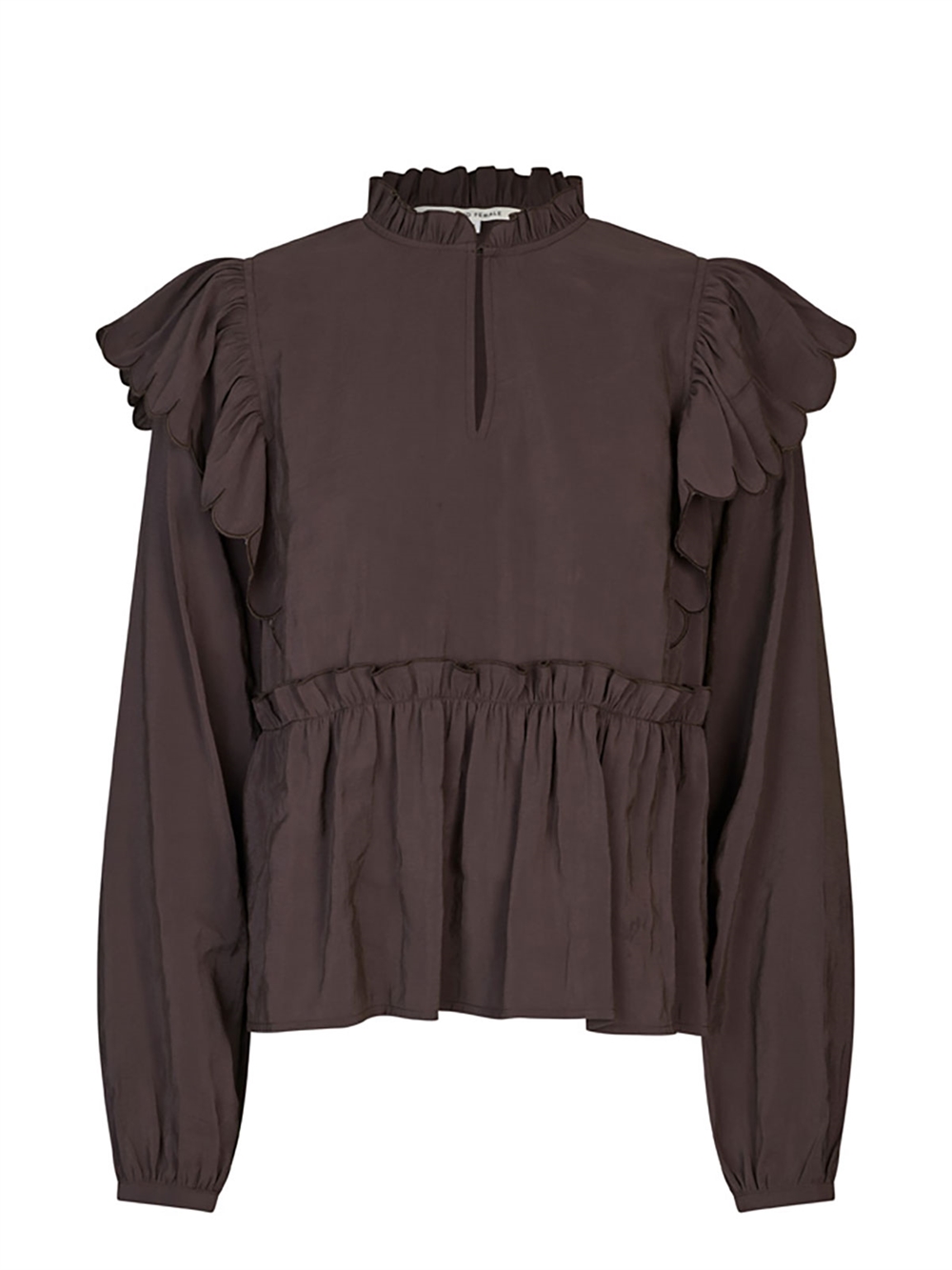 Terra Frill Bluse Chocolate Plum
