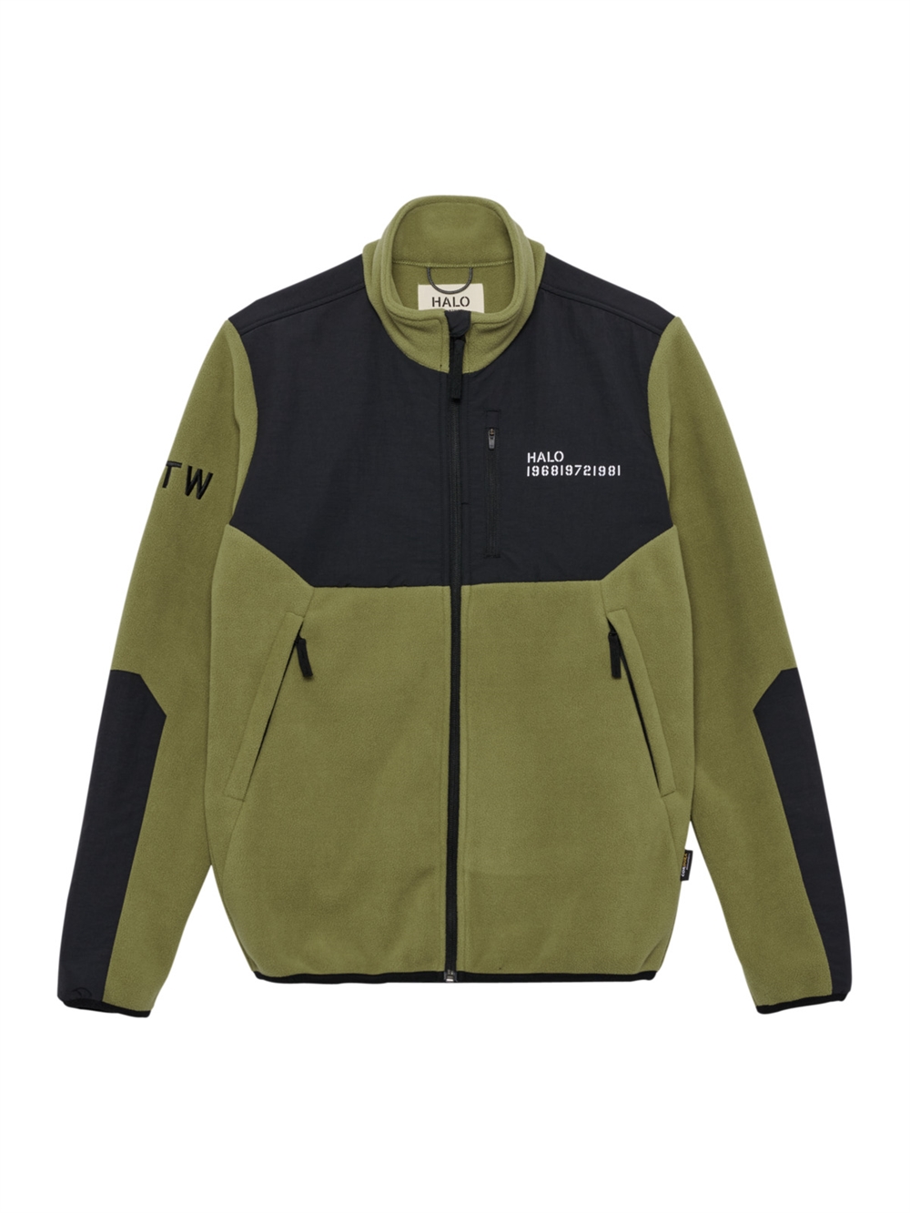 Blocked Zip Fleece Jakke Olive Drab Unisex