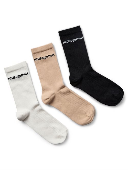 Rib Socks Sokker 3-Pack Black/Creamy White/Creamy Grey