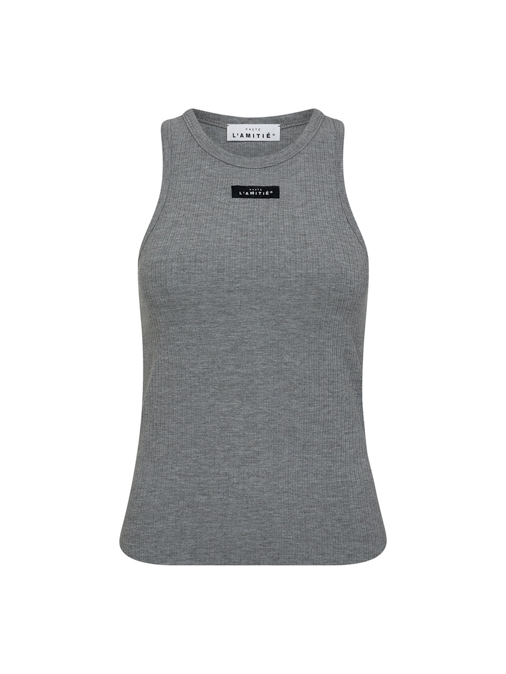 Rib Badge Tank Top Grey Melange