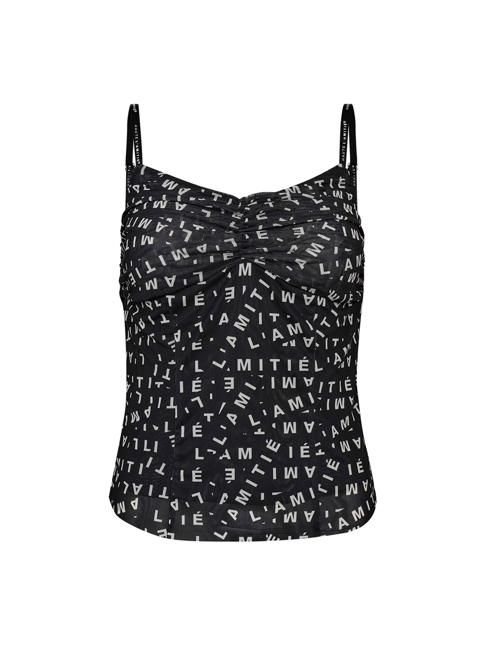 Logo Mesh Strap Top Black