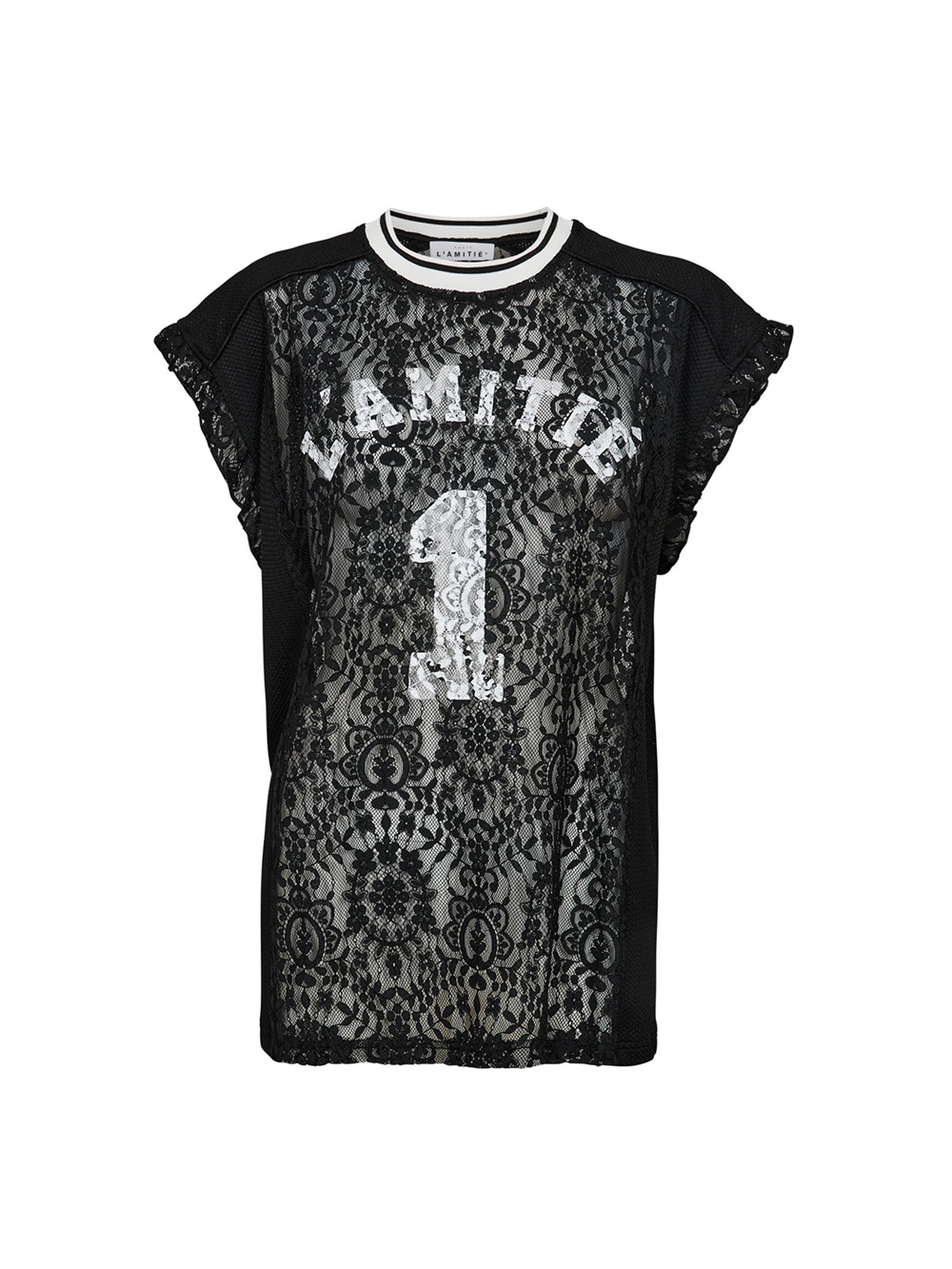Football Lace Frill Top Black