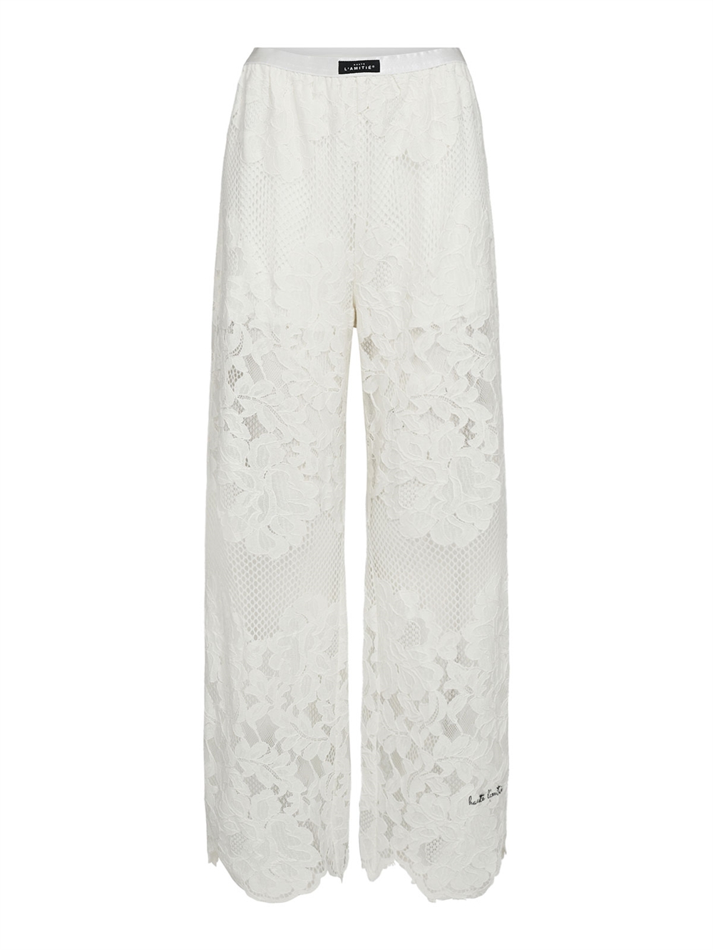 Curvey Lace Hem Bukser Off White