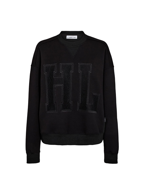 Lace Application Sweatshirt Black