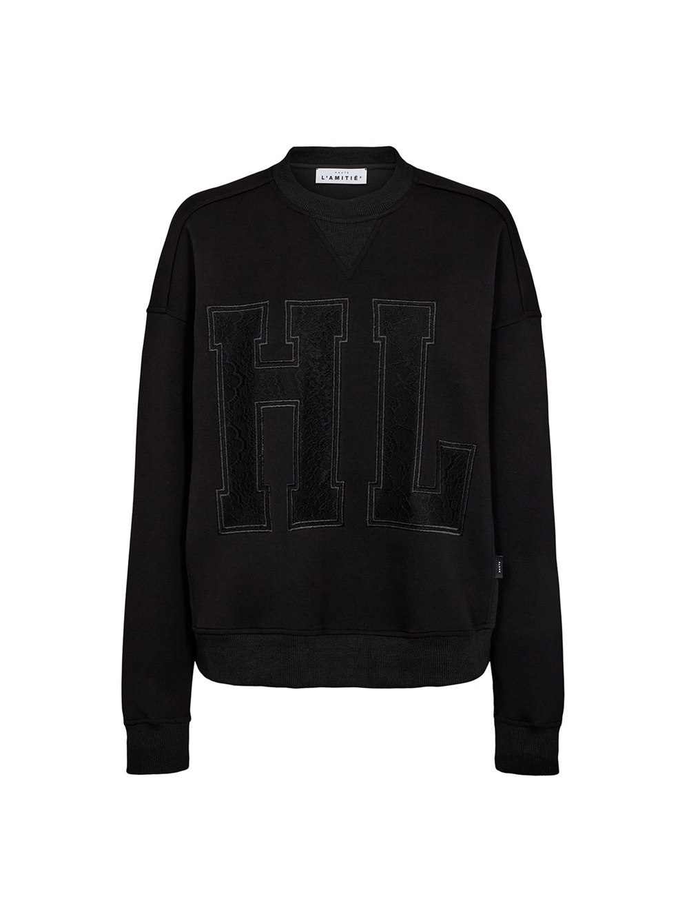 Lace Application Sweatshirt Black
