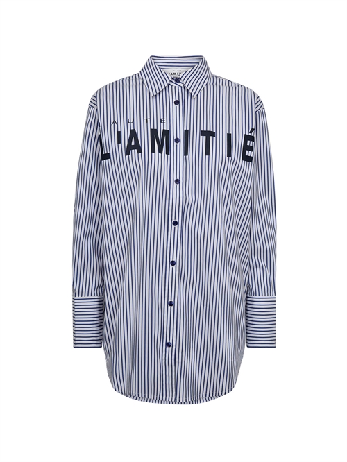Stripe Chest Logo Skjorte White Blue Stripe