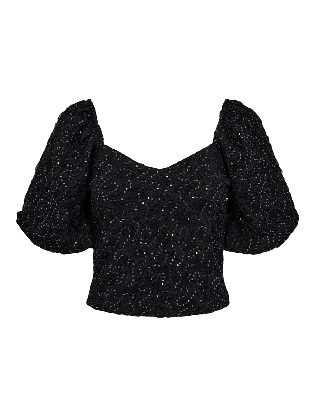 Dazzy Crease Sequin Top Black