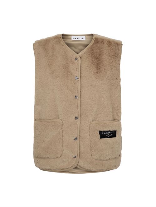 New Fur Tech Vest Beige