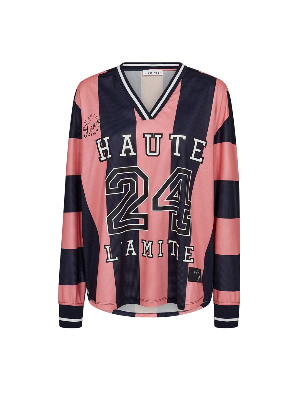 HL24 Stripe Football Blouse Navy / Pink