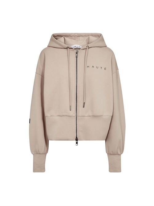 Maxi Split Zip Hoodie Beige